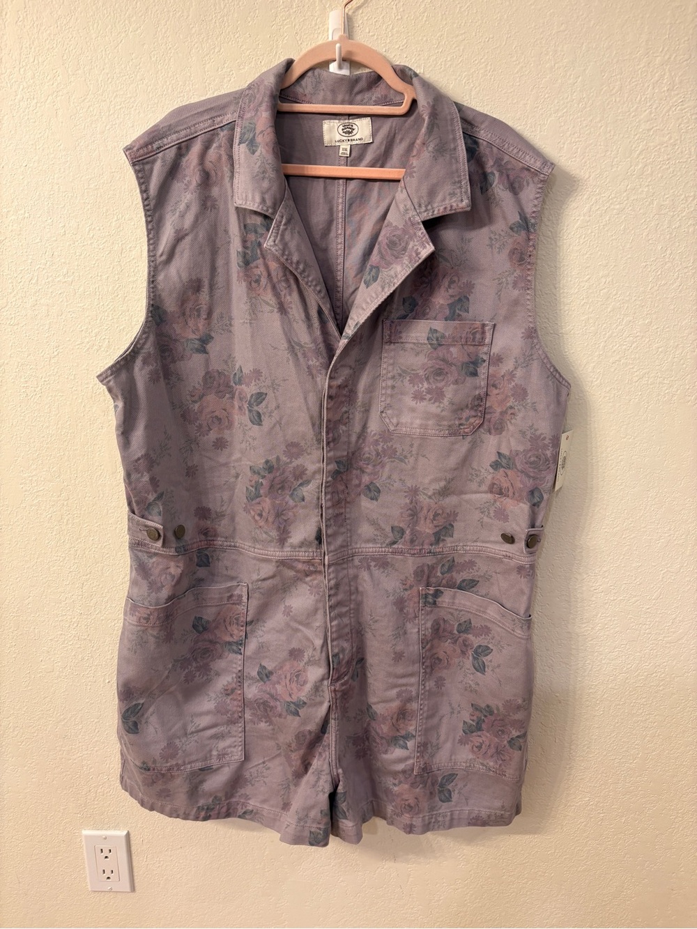 Lucky Brand Laura Ashley Floral Utility Romper - Dusty Lavender NWT Size XXL